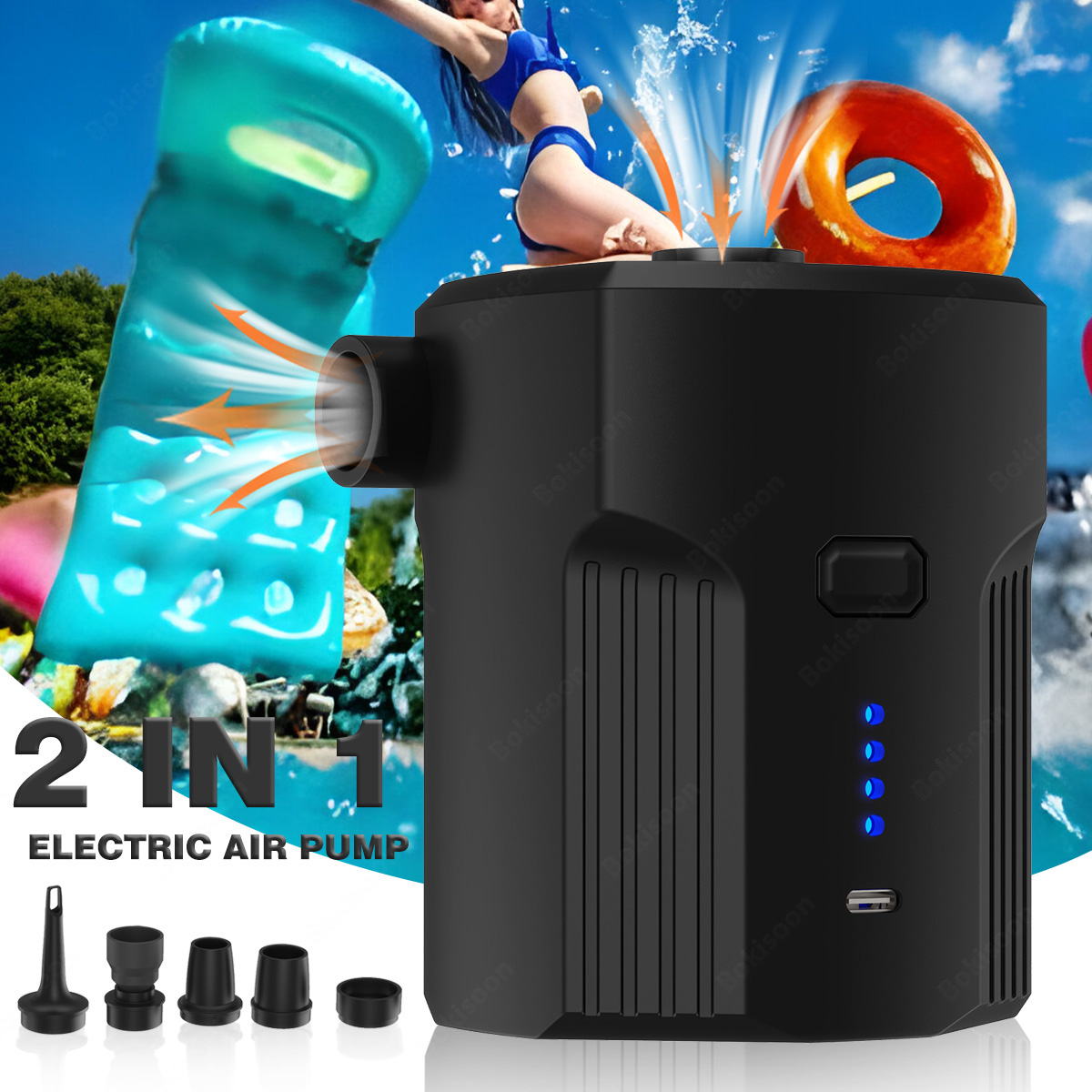 Pool Lounger Inflatable - Przenośna elektryczna pompka do dmuchania z