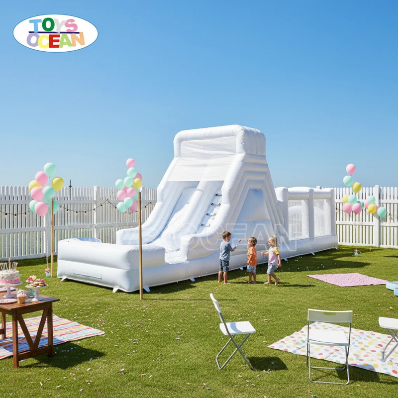 Biała dmuchana zjeżdżalnia wod – Water Slide Inflatable recenzja i cena